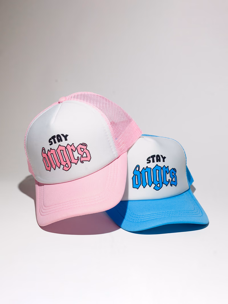Dngrs Pink & Blue Trucker Cap, Front View
